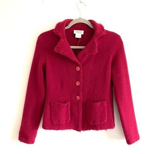 Talbots 100% Merino Wool Frayed Edge Cropped Blazer